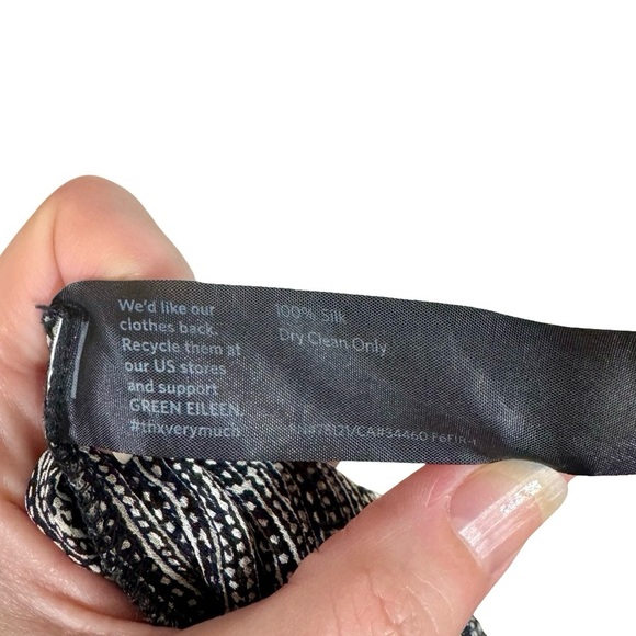 Eileen Fisher Firefly Printed Crinkle 100% Silk Sleeveless Tank Midi Slip Dress - Picture 9 of 11